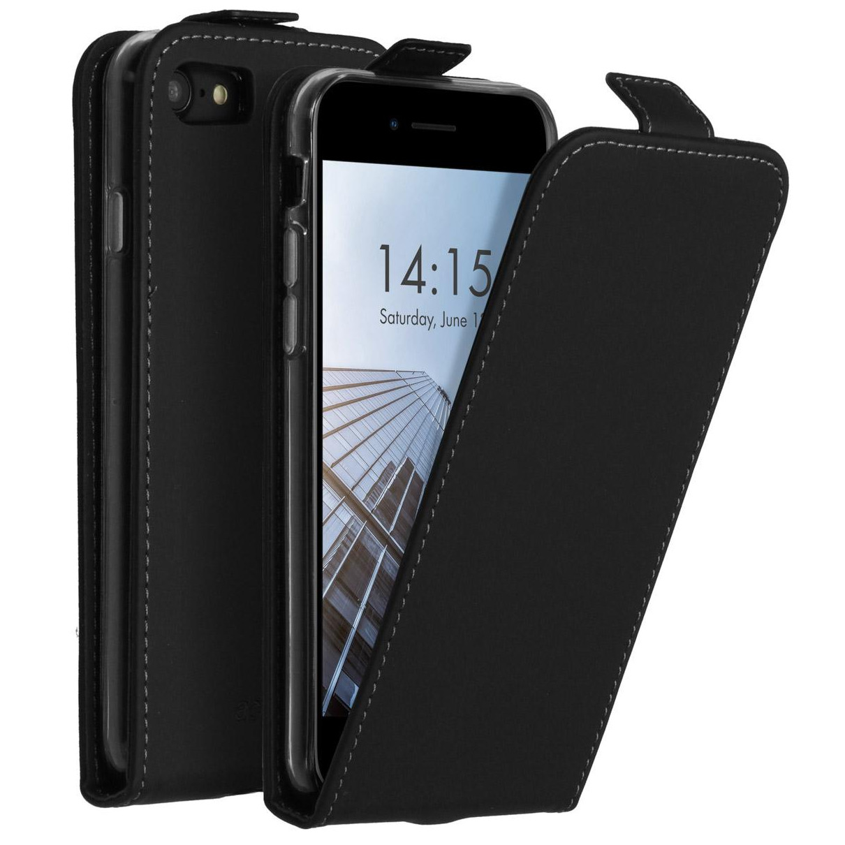 Accezz Flipcase voor Apple iPhone SE (2022 / 2020) / 8 / 7 Telefoonhoesje Zwart afbeelding