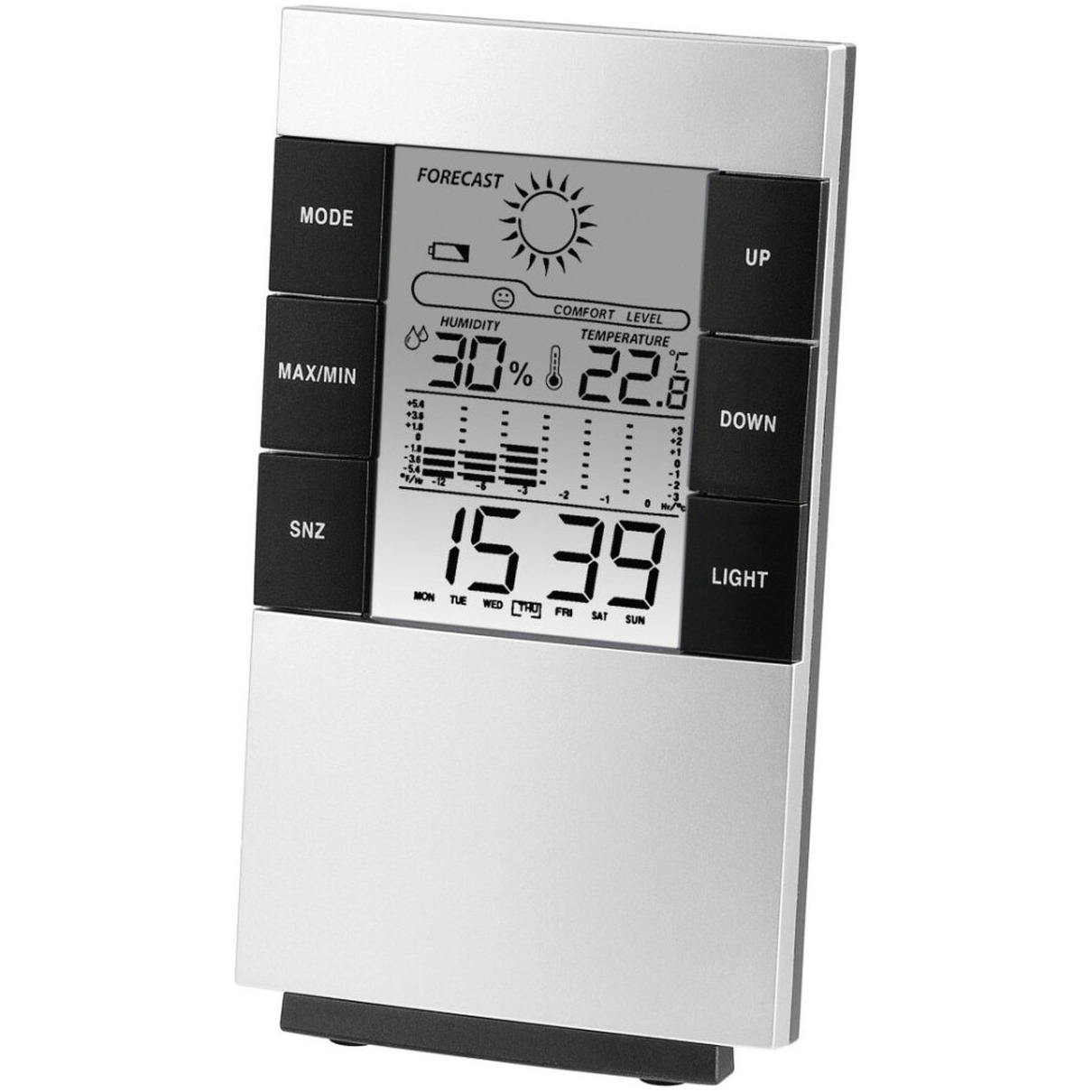 Hama LCD- thermo-/hygrometer TH-200 Weerstation Zilver afbeelding