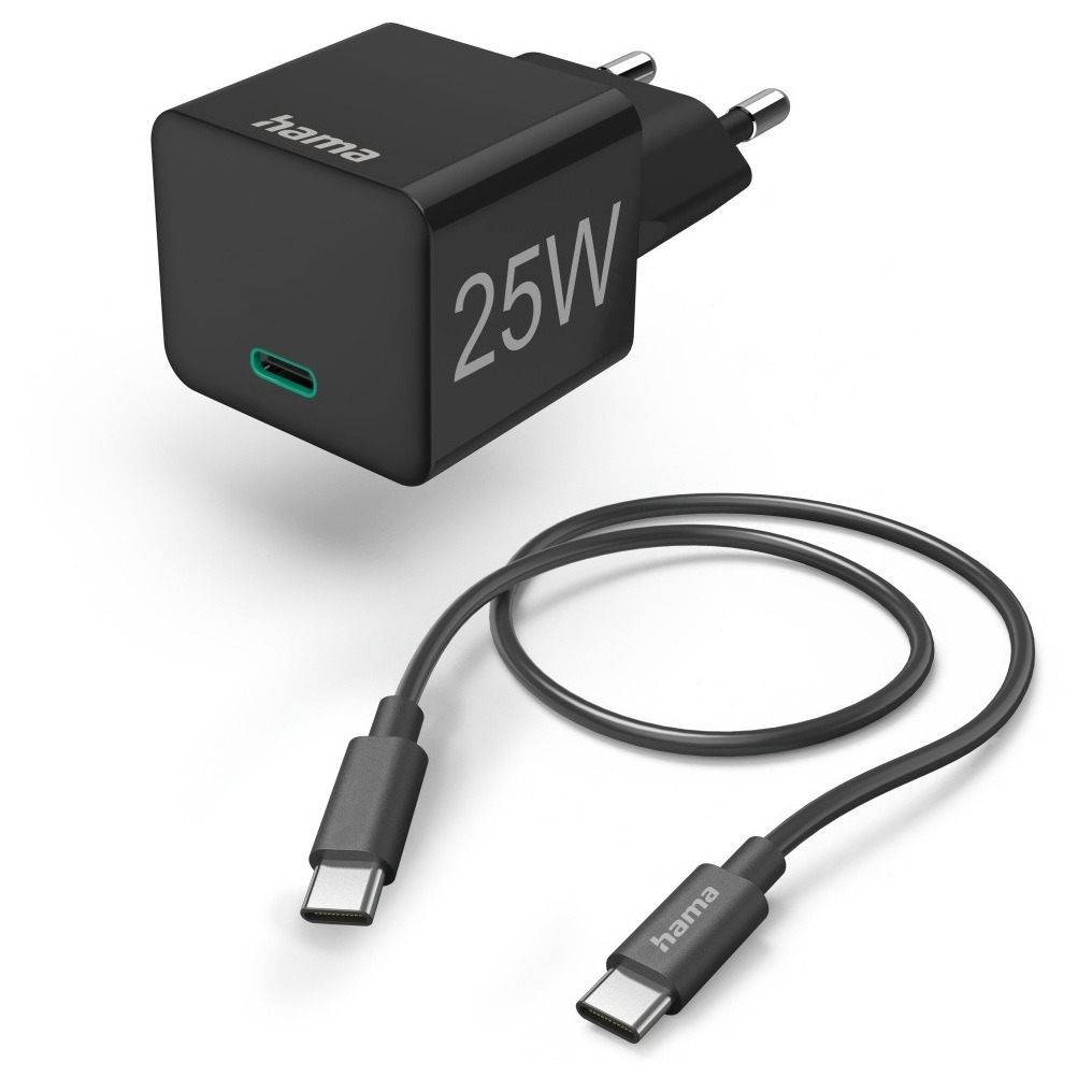 Hama Mini-charger set USB-C 25 Watt PD Oplader Zwart afbeelding