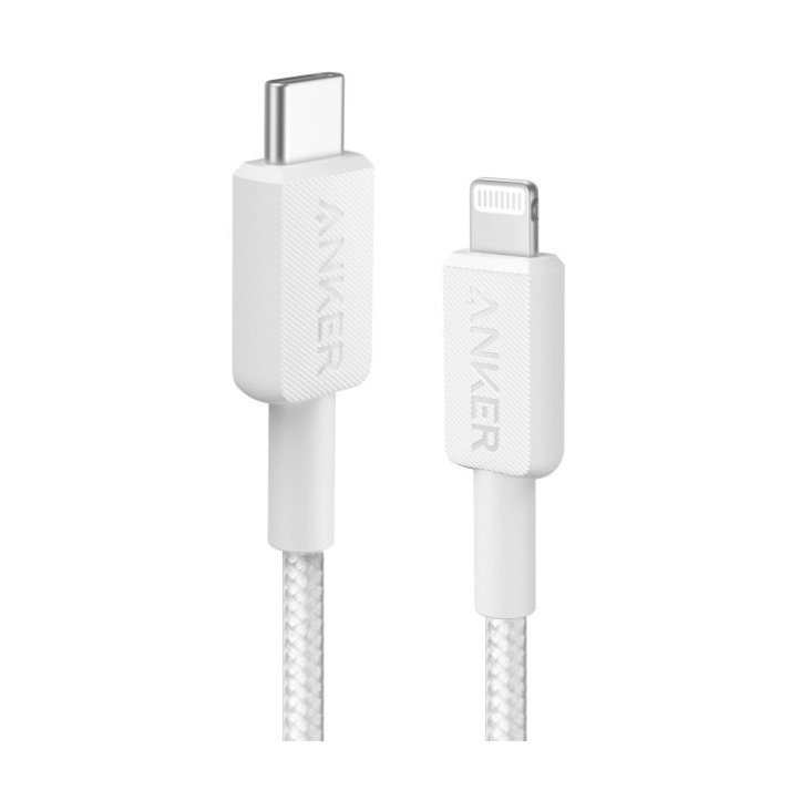 Anker 322 USB-C to LGT Cable Nylon 0.9M Oplader Wit afbeelding