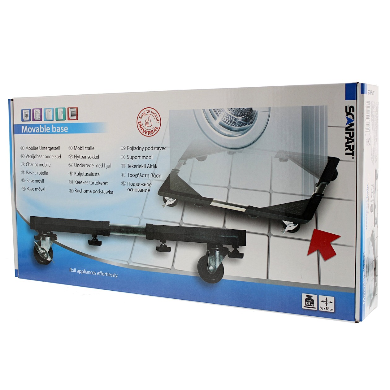 Scanpart wasmachine onderstel met wielen Wasmachine accessoire afbeelding