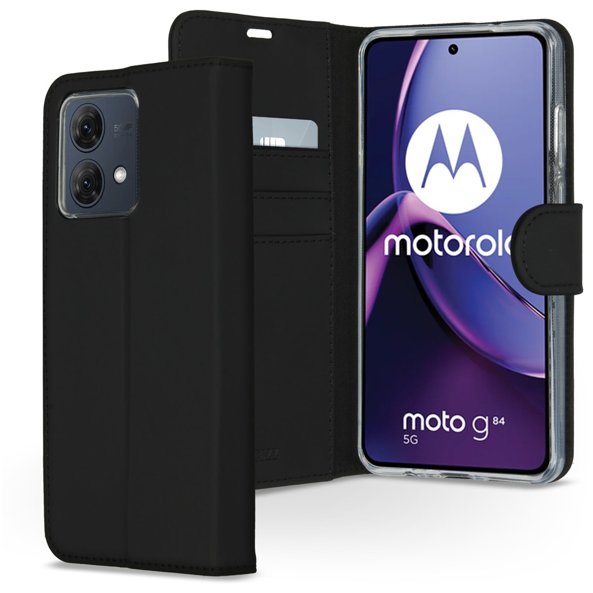 Accezz Wallet Softcase Bookcase Motorola Moto G84 Telefoonhoesje Zwart afbeelding