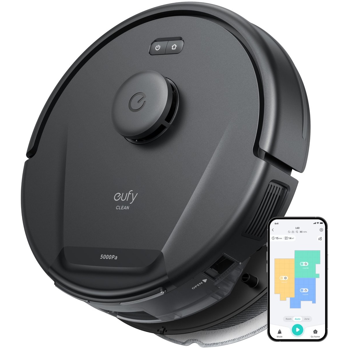 Eufy L60 Hybrid Robot stofzuiger Zwart afbeelding