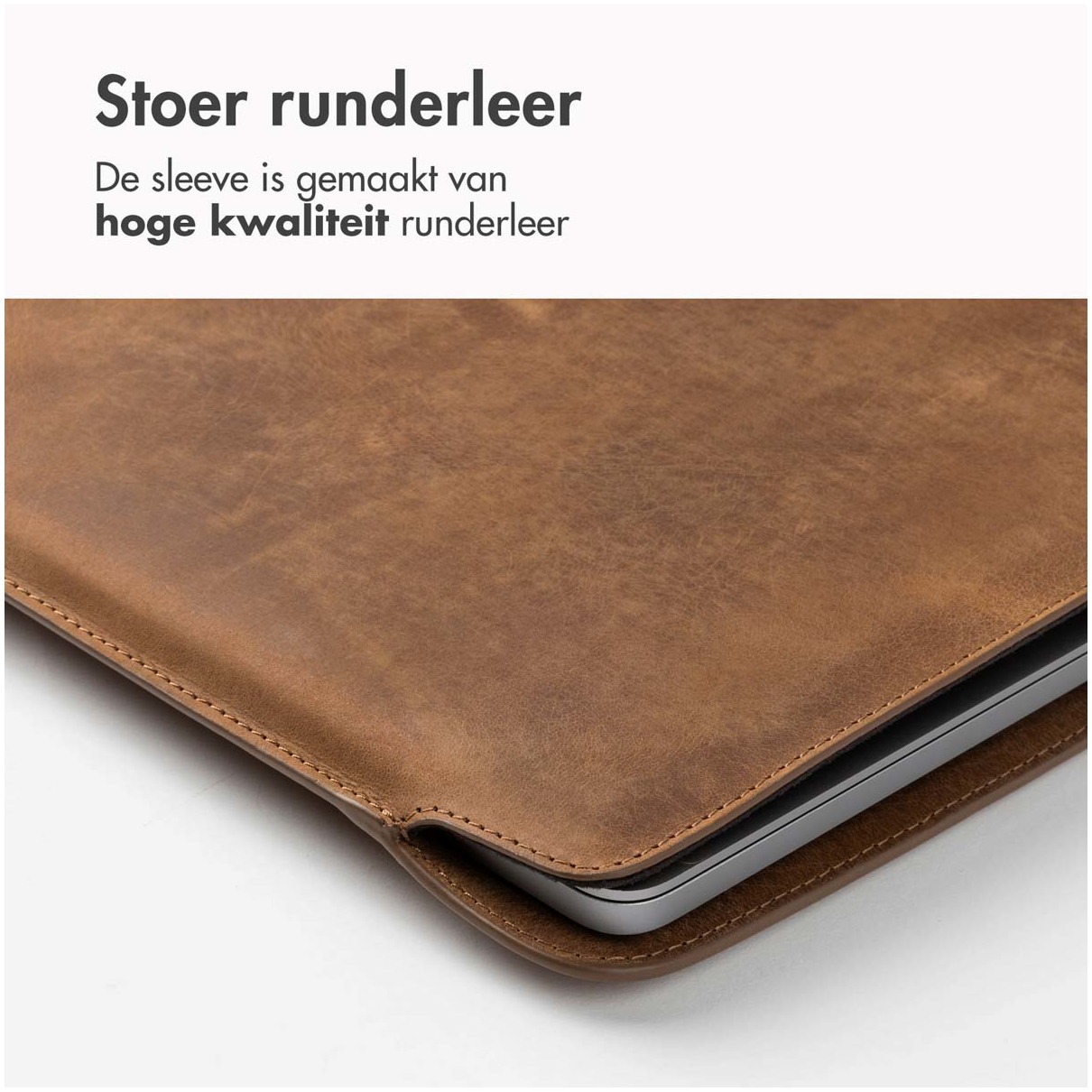 Accezz Leather hoes voor MacBook 15 inch Laptop sleeve Bruin afbeelding