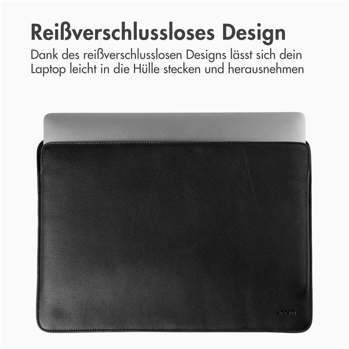 Accezz Leather hoes voor MacBook 16 inch Laptop sleeve Zwart afbeelding