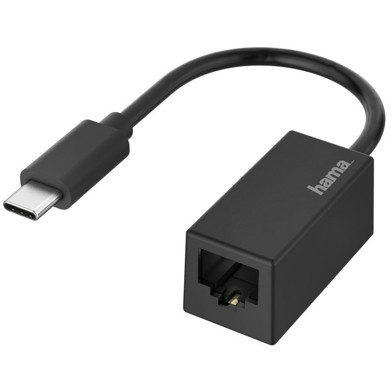 Hama NETWERK-ADAPTER, USB-C-STEKKER - LAN/ETHERNET-AANSLUITING, GIGABIT-ETHERNET Wifi adapter Zwart afbeelding