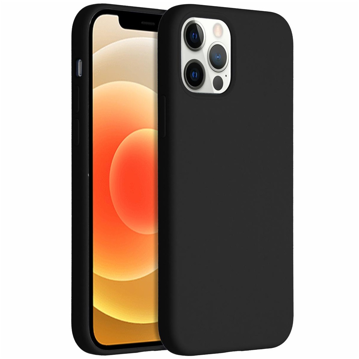 Accezz Liquid Silicone voor Apple iPhone 12 (Pro) Telefoonhoesje Zwart afbeelding