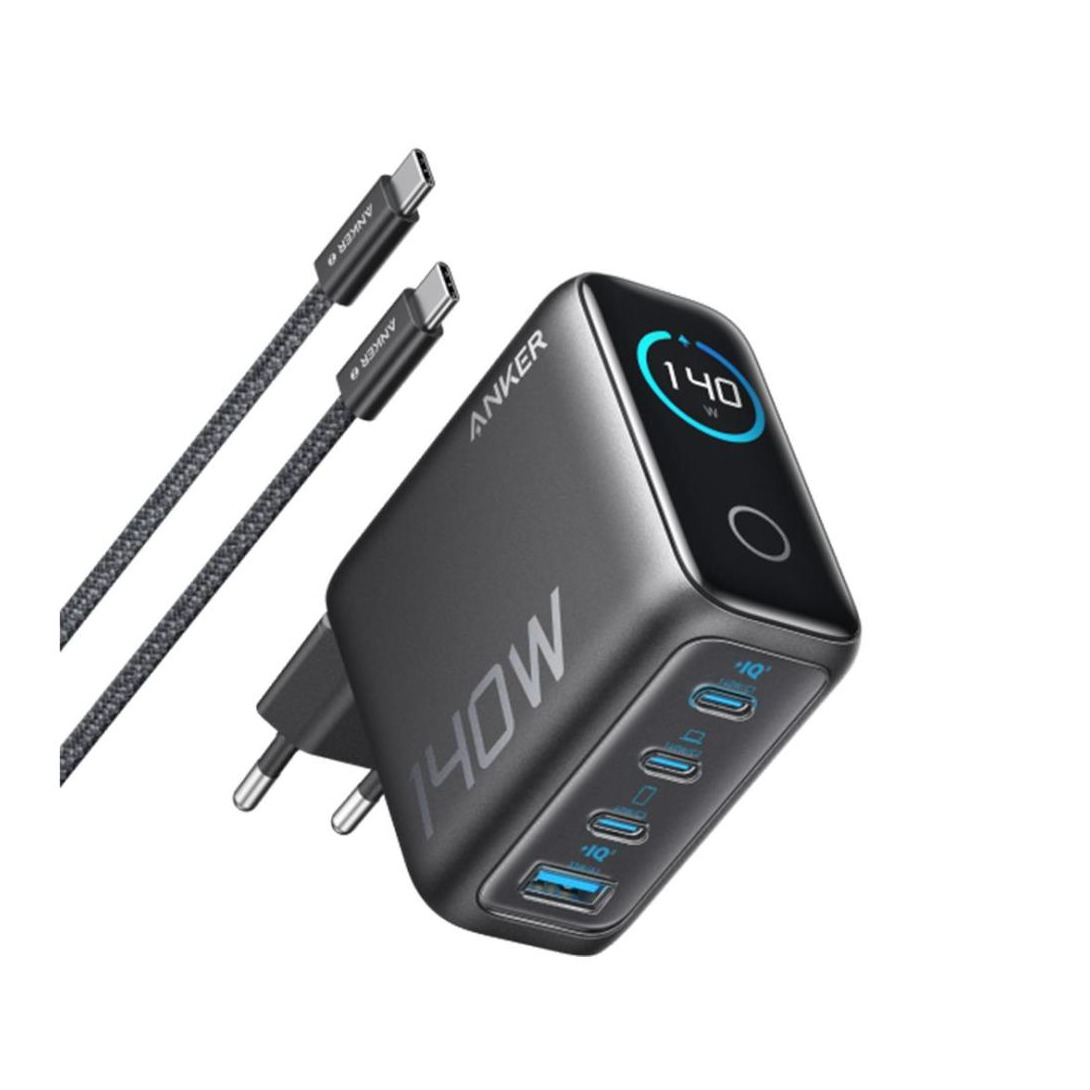 Anker Zolo 140W Charger 4-Port PD 3.1 with smart display 3C1A 1xUSB-C cable Oplader