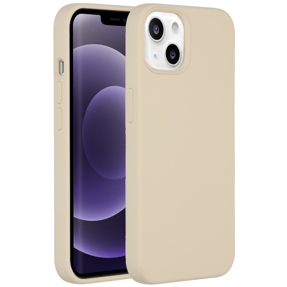 Accezz Liquid Silicone voor Apple iPhone 13 Telefoonhoesje Beige afbeelding