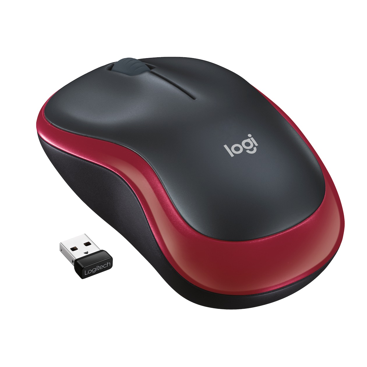 Logitech M185 Draadloze Muis Muis Rood afbeelding