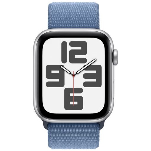 Apple Watch SE (2022) 4G 44mm Zilver Aluminium Sport Loop Smartwatch Blauw afbeelding