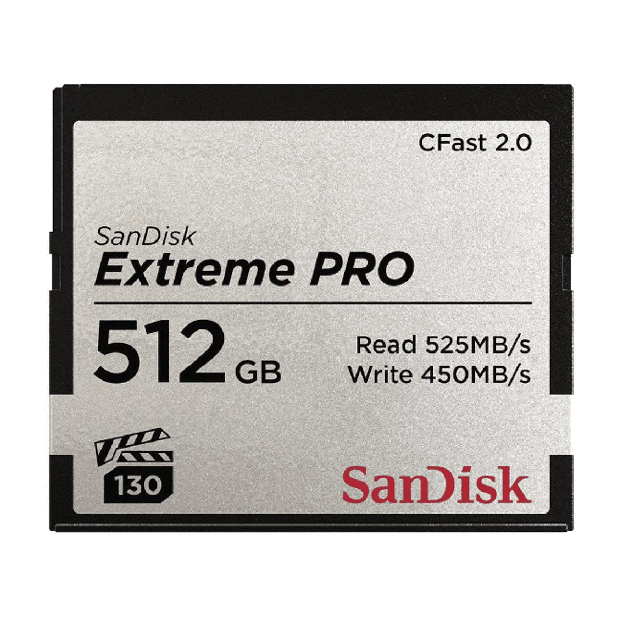 SanDisk Extreme Pro CFAST 2.0 512GB 525MB/s VPG130 Compact Flash kaart Zwart