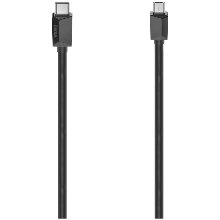 Hama USB-C-kabel, USB-C-stekker - micro-USB-stekker, USB 2.0, 480 Mbit/s, 0,75 m Kabel Zwart afbeelding