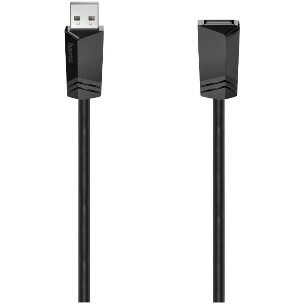 Hama USB-verlengkabel, USB 2.0, 480 Mbit/s, 0,75 m Kabel Zwart afbeelding