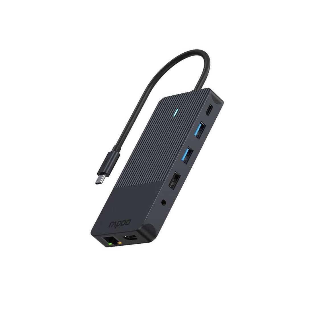 Rapoo USB-C Multiport Adapter, 12-in-1, grijs Desktop accessoire Zwart afbeelding