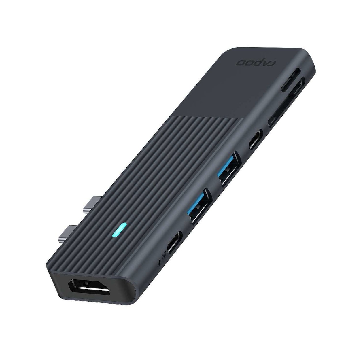Rapoo USB-C Multiport Adapter, 7-in-2, grijs Desktop accessoire Zwart afbeelding
