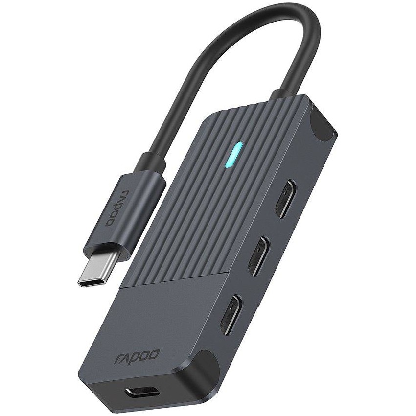 Rapoo USB-C Hub, USB-C naar USB-C, grijs USB Hub Zwart afbeelding