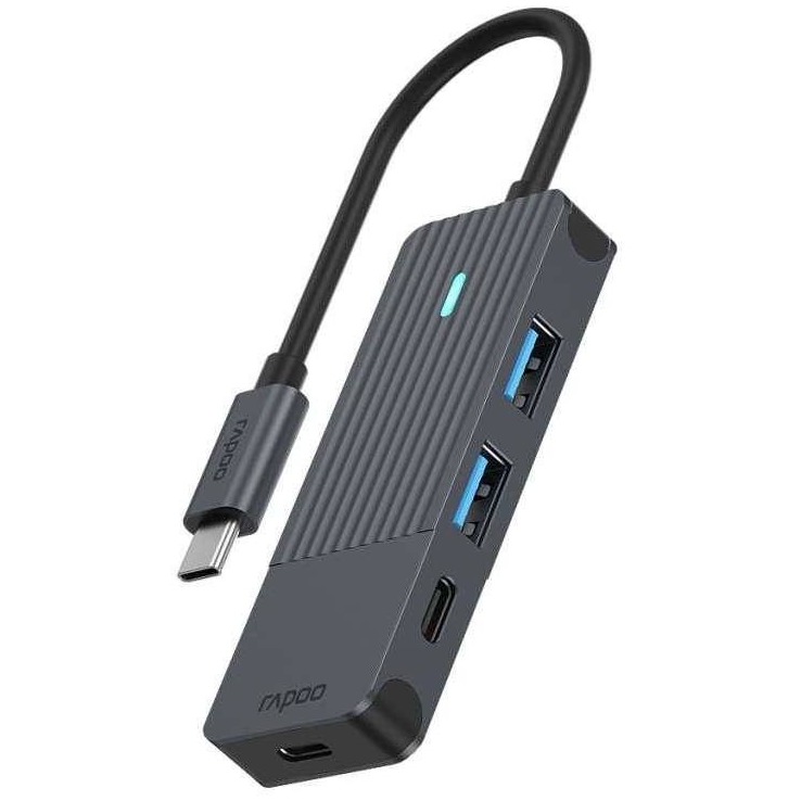 Rapoo USB-C Hub, USB-C naar USB-A en USB-C, grijs USB Hub Grijs afbeelding
