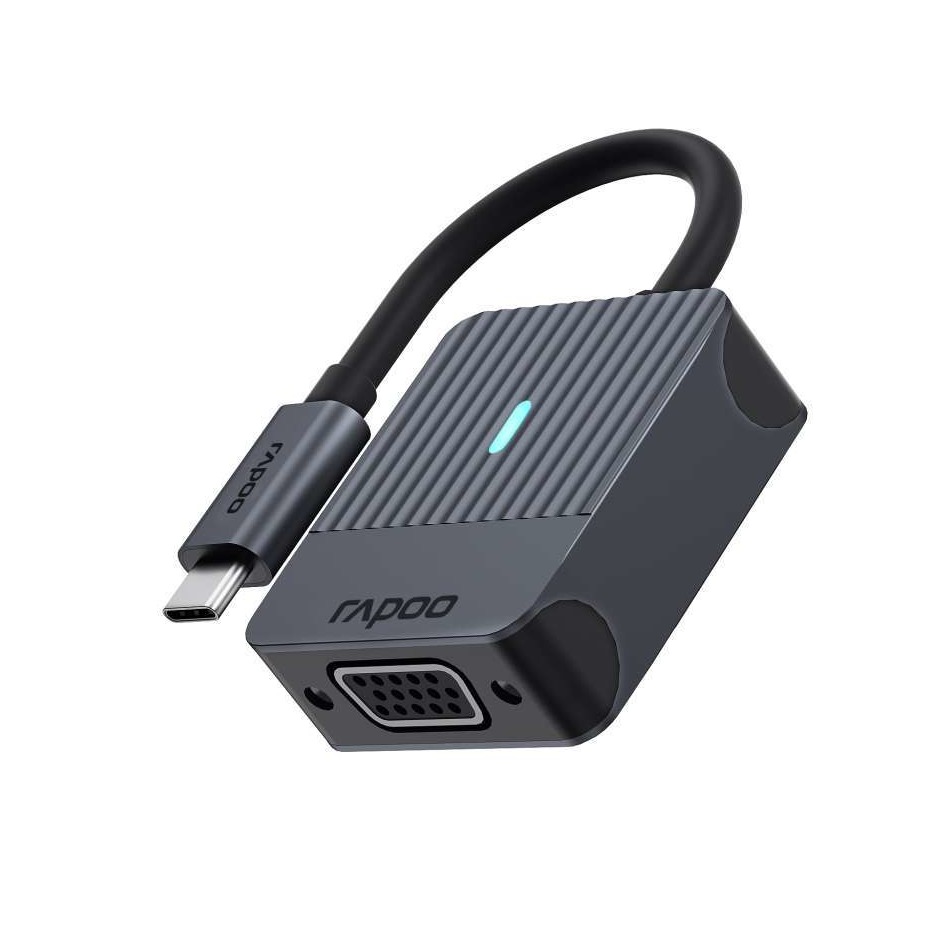 Rapoo USB-C Adapter, USB-C naar VGA, grijs Desktop accessoire Zwart afbeelding