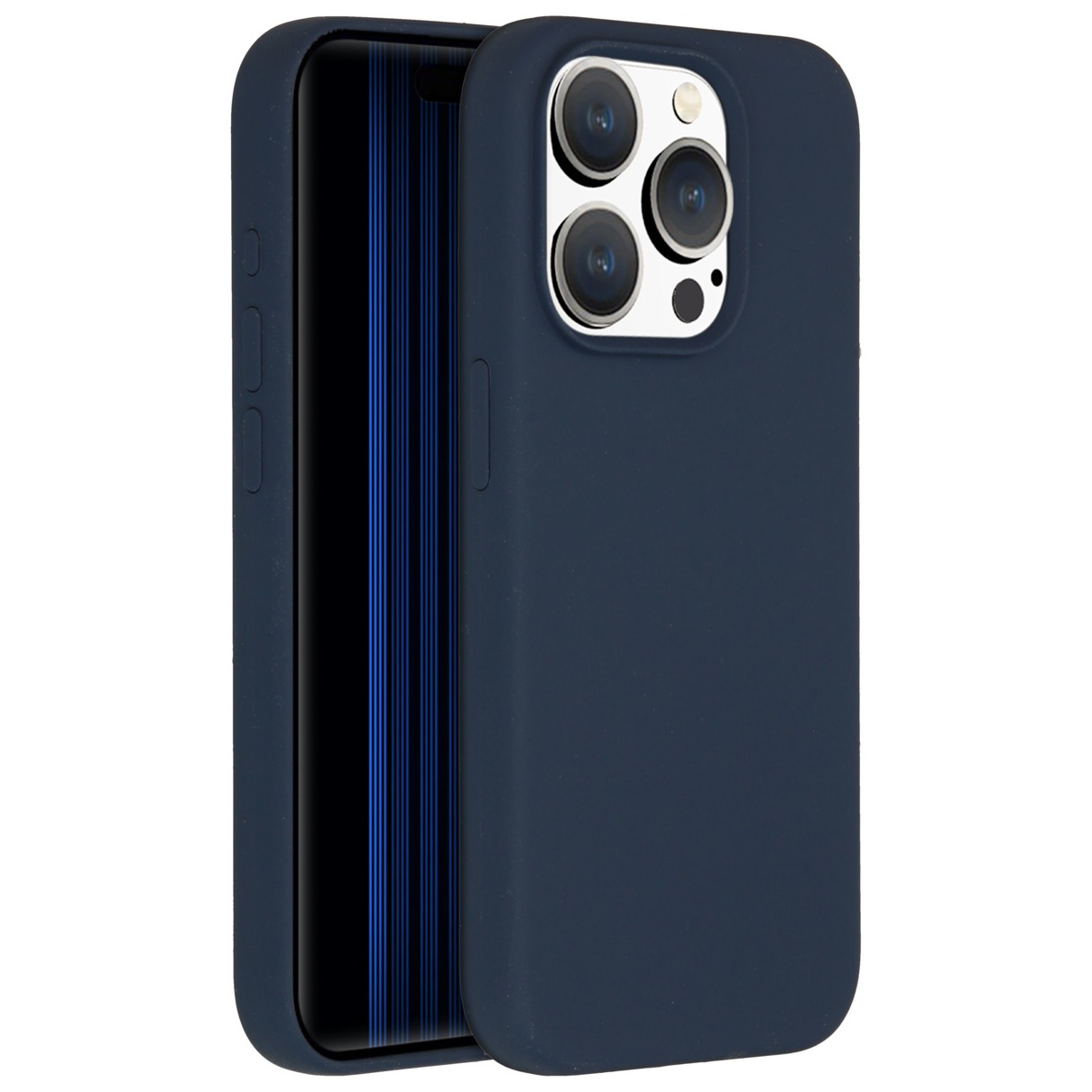 Accezz Liquid Silicone Backcover iPhone 15 Pro Telefoonhoesje Blauw afbeelding