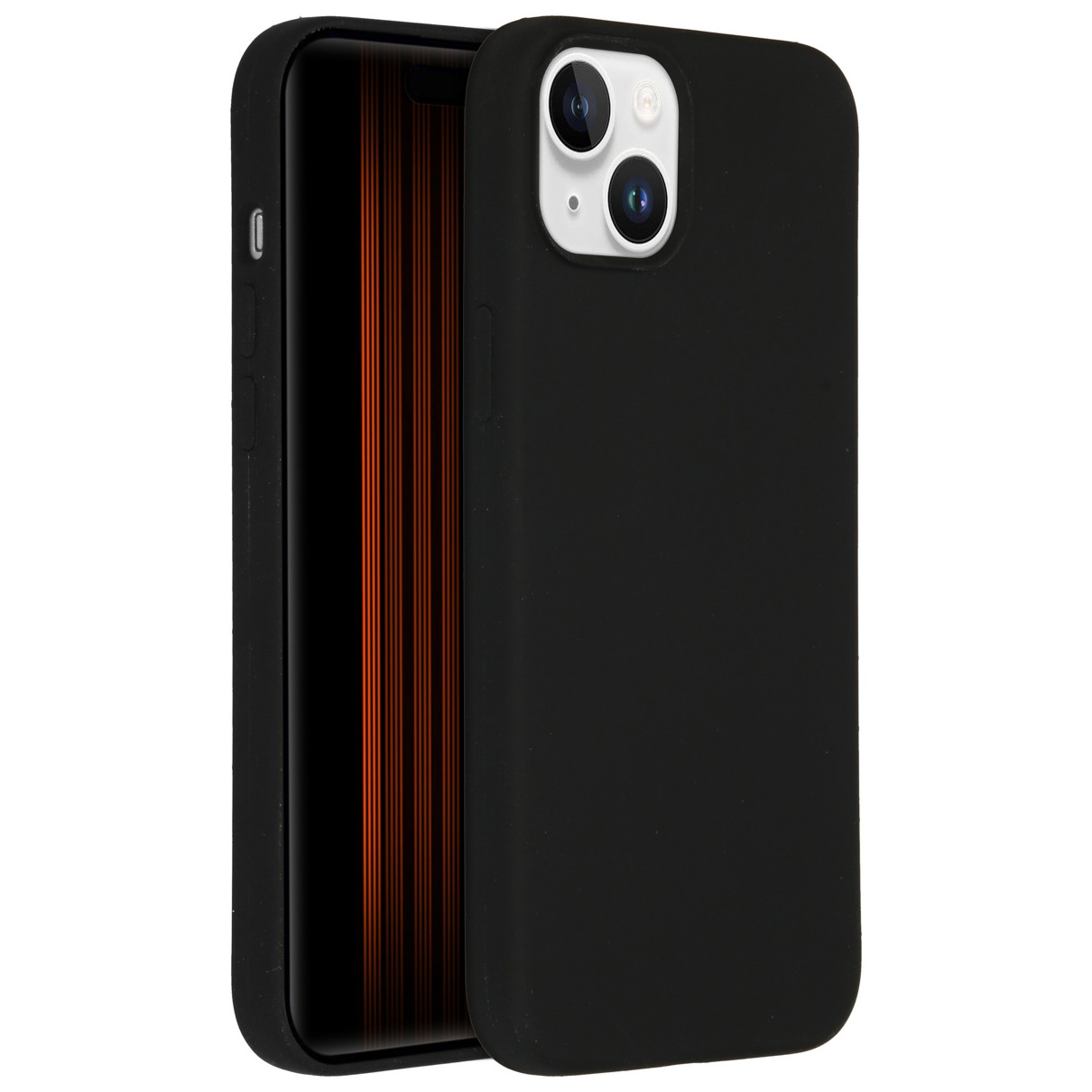 Accezz Liquid Silicone Backcover iPhone 15 Plus Telefoonhoesje Zwart afbeelding