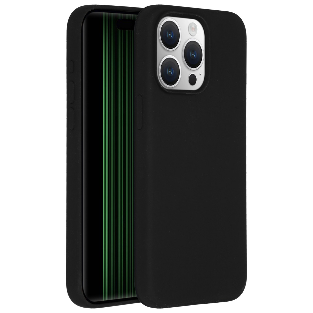 Accezz Liquid Silicone Backcover iPhone 15 Pro Max Telefoonhoesje Zwart afbeelding