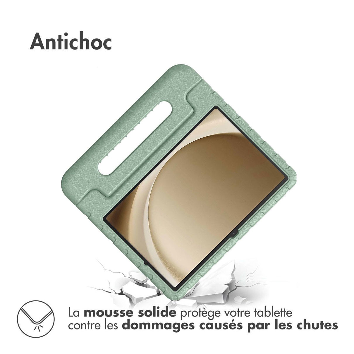 Accezz Kidsproof Backcover met handvat Samsung Galaxy Tab A9 Plus Tablethoesje Groen afbeelding