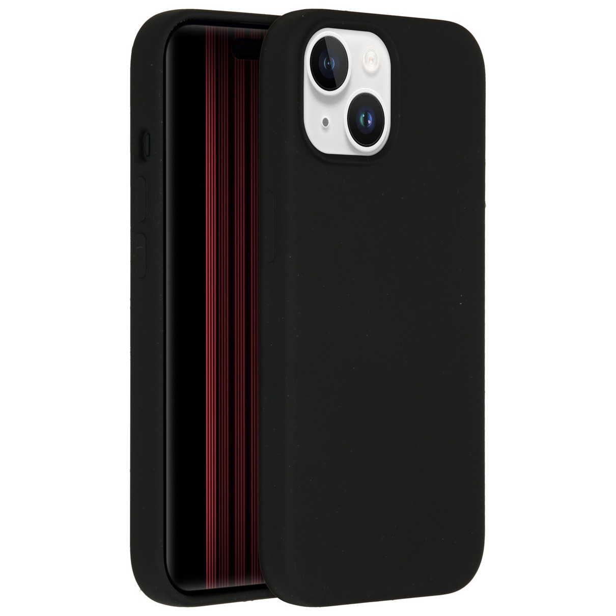 Accezz Liquid Silicone Backcover iPhone 15 Telefoonhoesje Zwart afbeelding