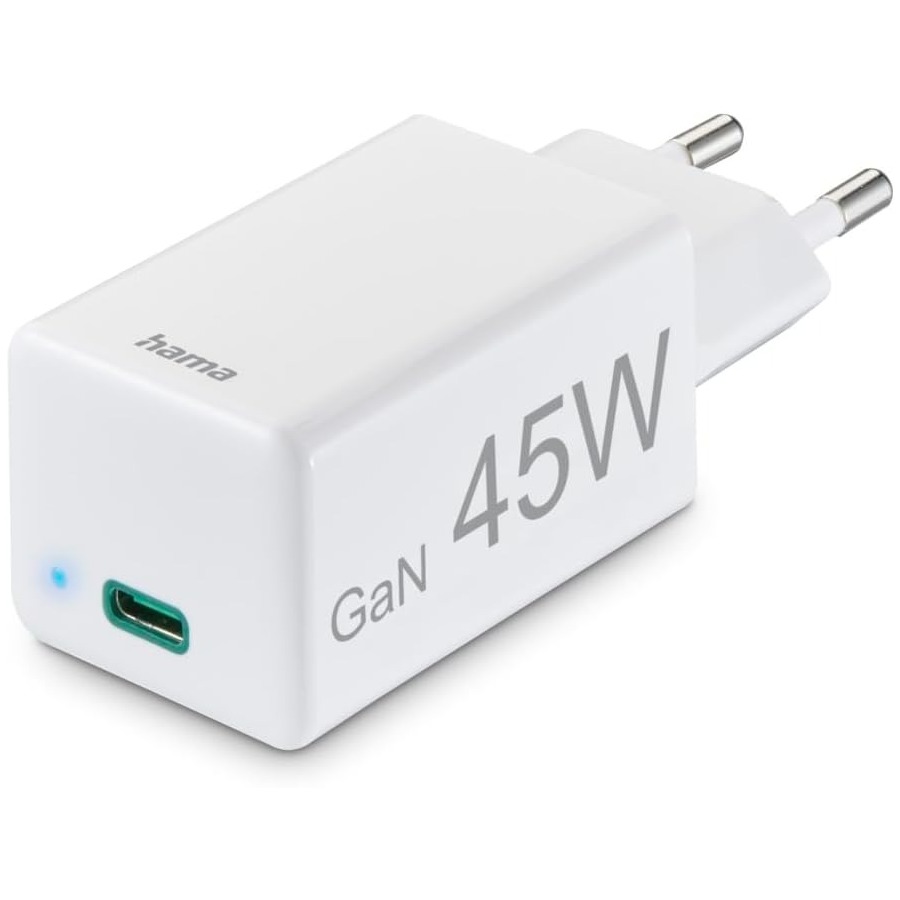 Hama Fast Charger USB-C PD/QC/GaN Super-Mini Charger 45 W Oplader Wit afbeelding