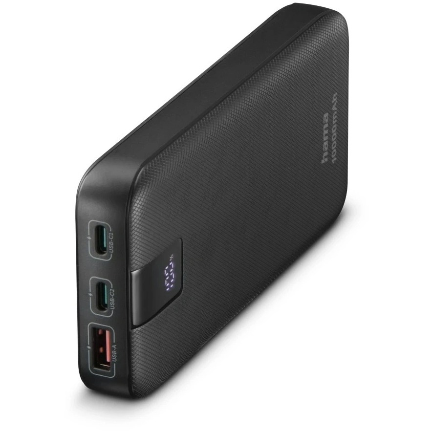 Hama PD 10 Power Pack 10000 mAh 3 Outputs 2x USB-C 1x USB-A Powerbank Grijs afbeelding