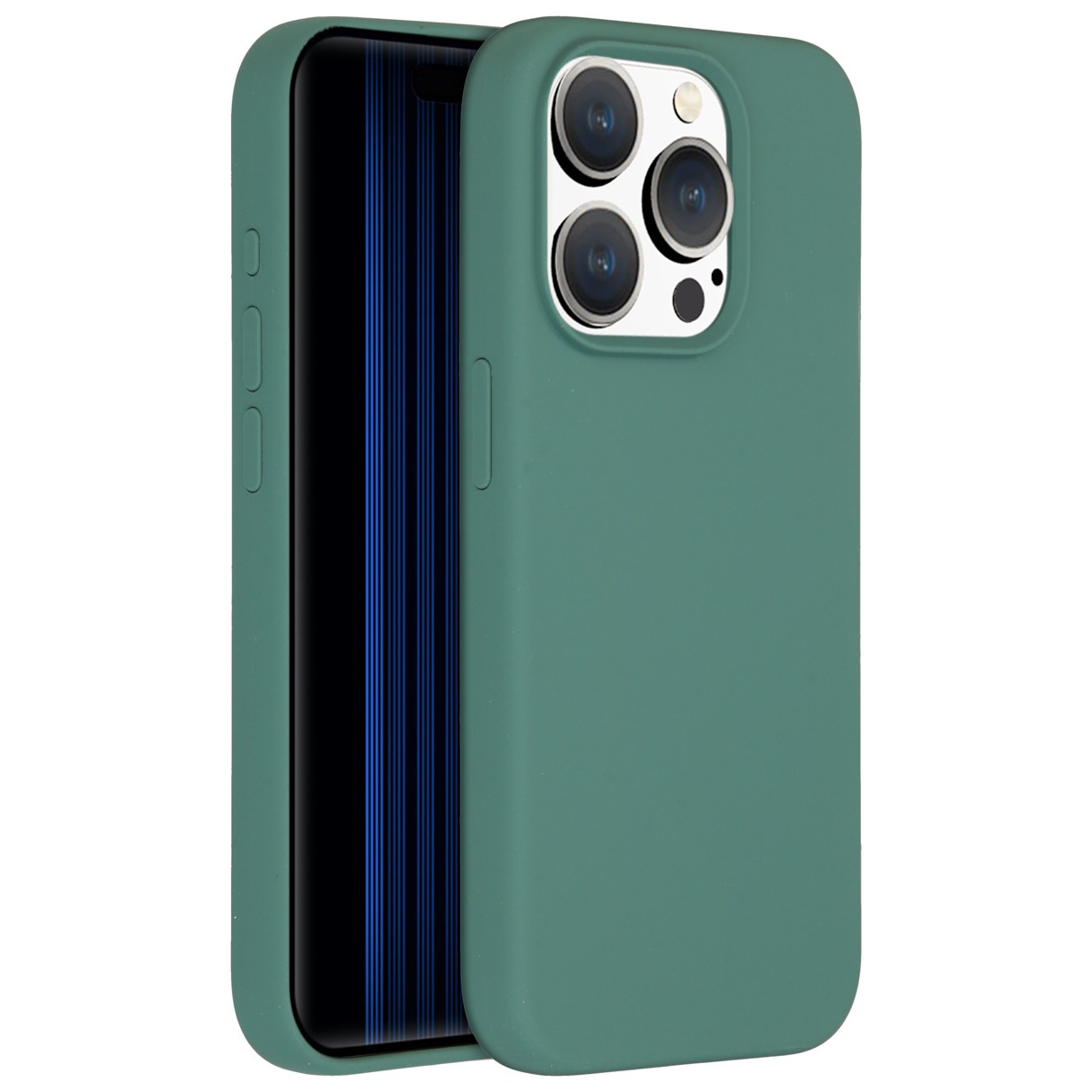Accezz Liquid Silicone Backcover iPhone 15 Pro Telefoonhoesje Groen afbeelding