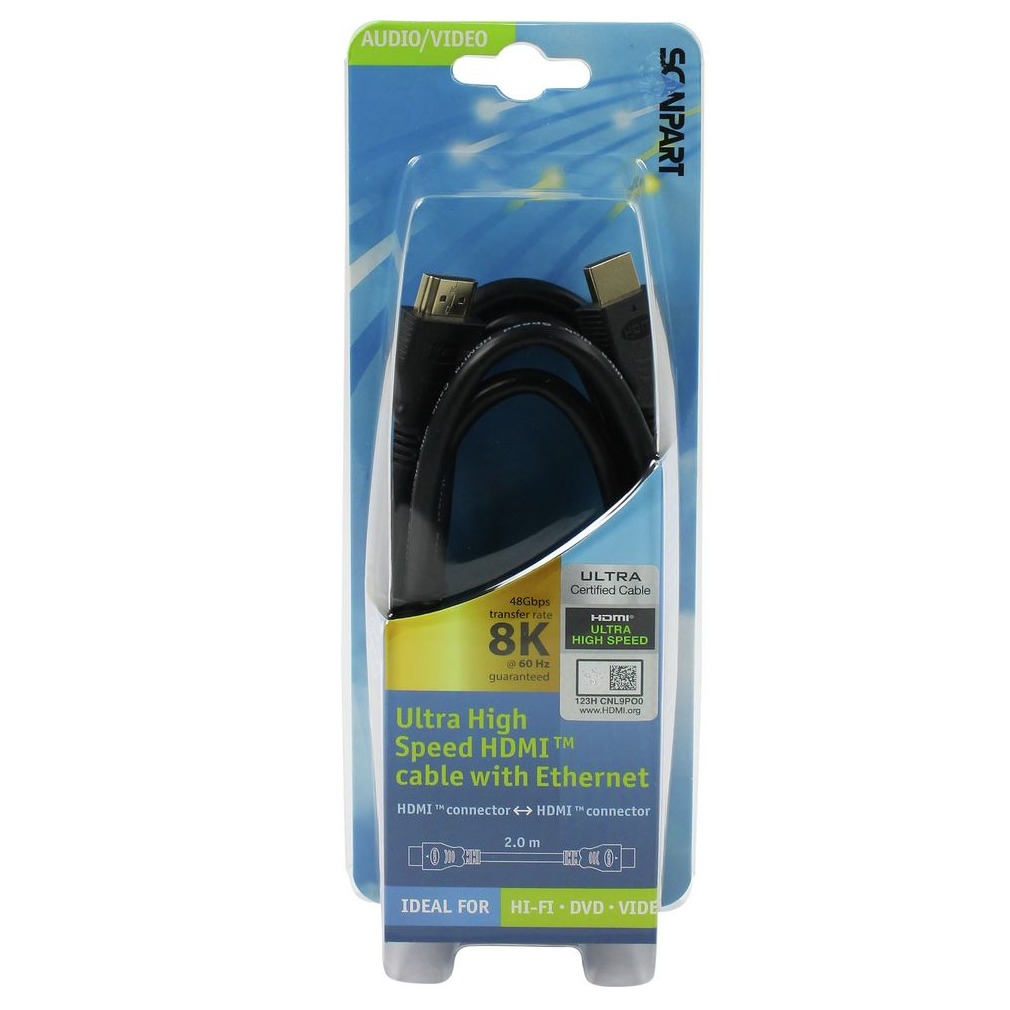 Scanpart Ultra High Speed HDMI kabel met Ethernet 2.0m 8K60Hz 48Gbps HDMI kabel afbeelding