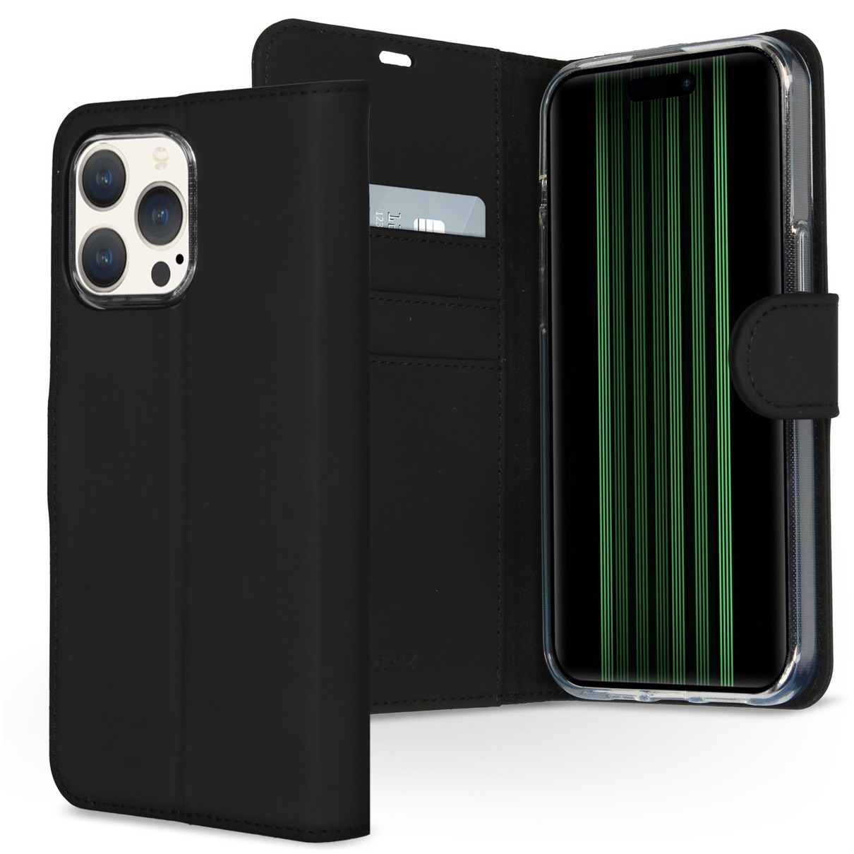 Accezz Wallet Softcase Bookcase iPhone 15 Pro Max Telefoonhoesje Zwart afbeelding