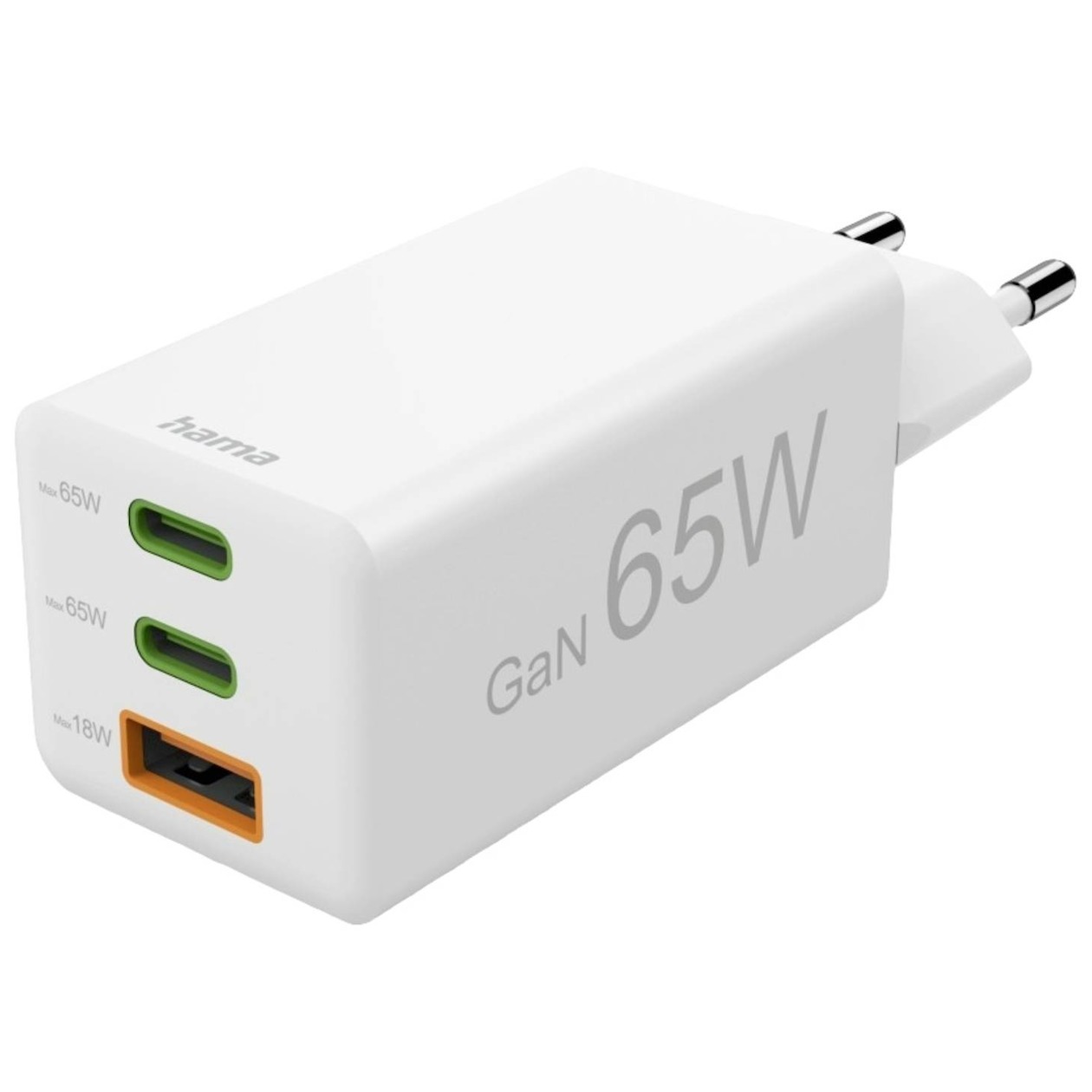 Hama Fast Charger 2x USB-C PD 1x USB-A QC Mini-Charger 65 W Oplader Wit afbeelding