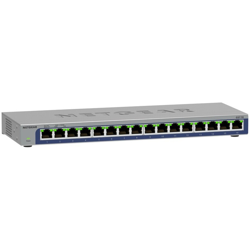 Netgear ProSafe Unmanaged Switch - GS116 - 16-port Gigabit 10/100/1000 Mbps - desktop Switch afbeelding
