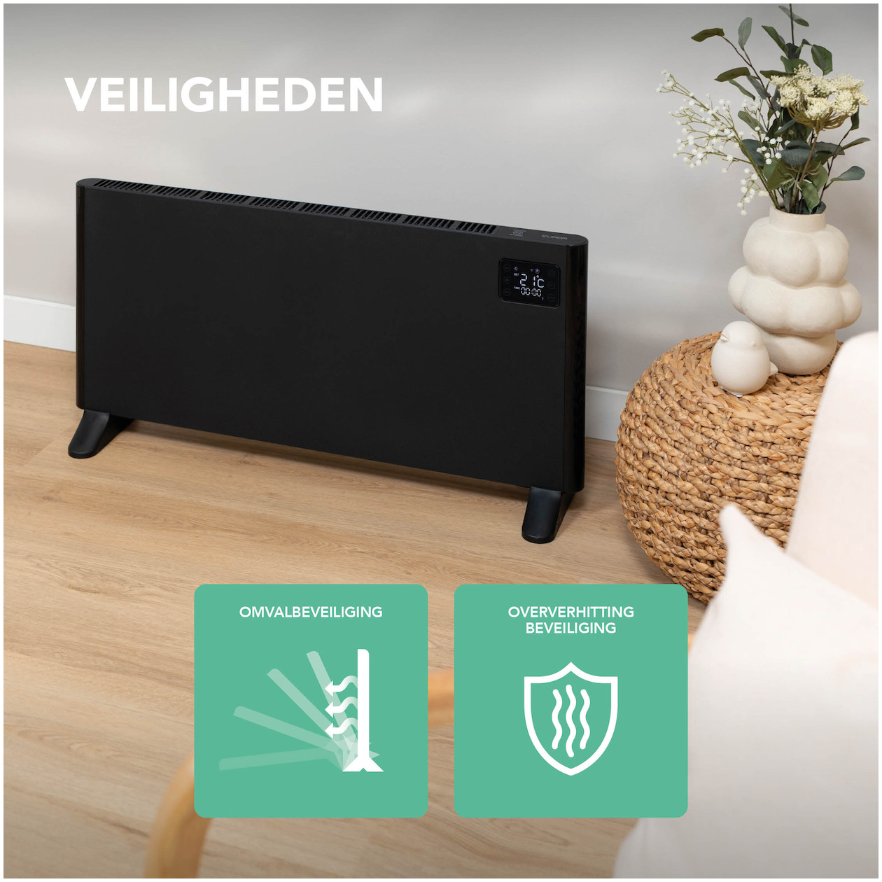 Eurom Alutherm 2500 WiFi Convectorkachel Zwart, foto 2