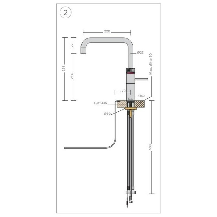 Quooker Fusion Square Messing Patina Kraan Goud, foto 3
