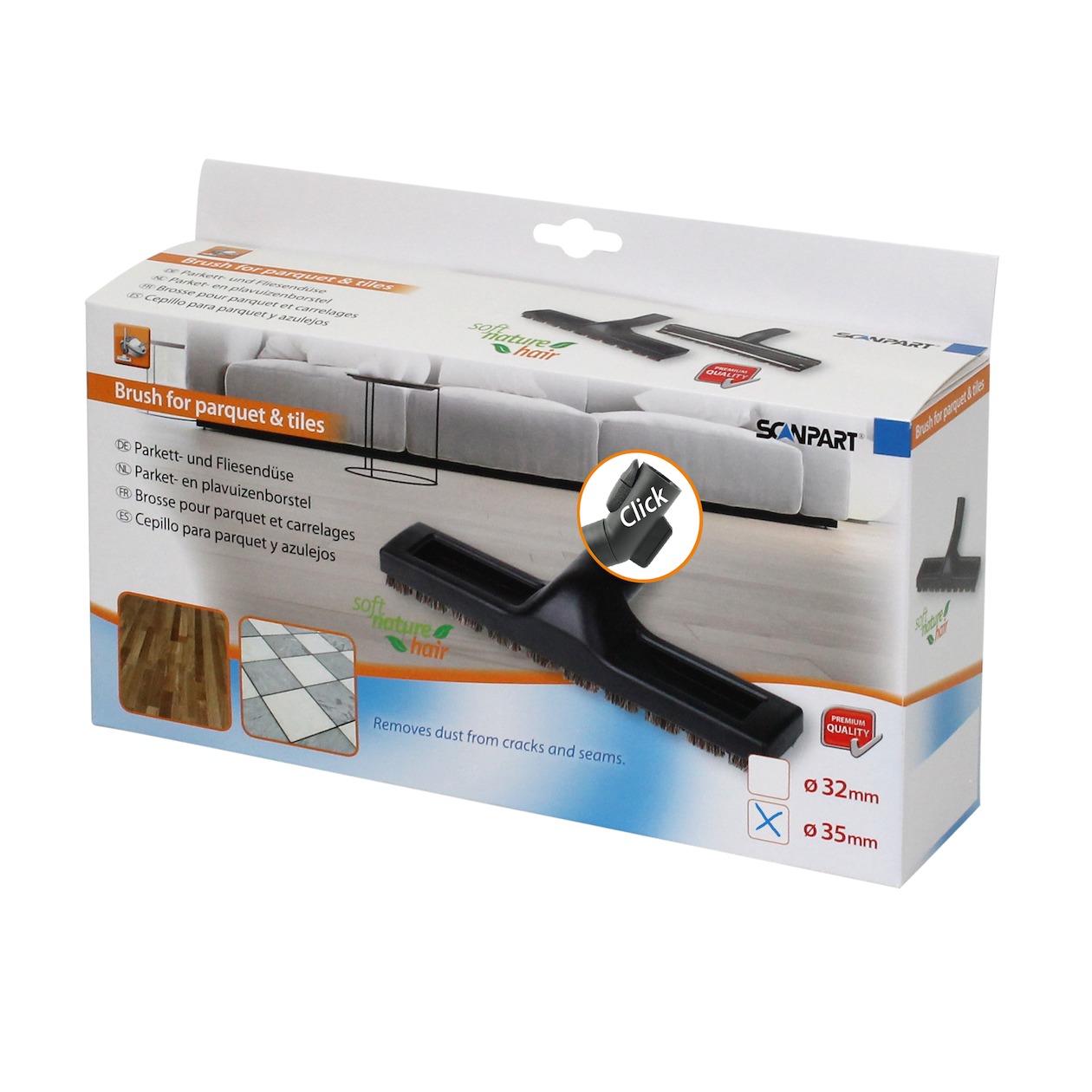 Scanpart Parketborstel 35mm Met Parkeerhaak Stofzuiger accessoire afbeelding