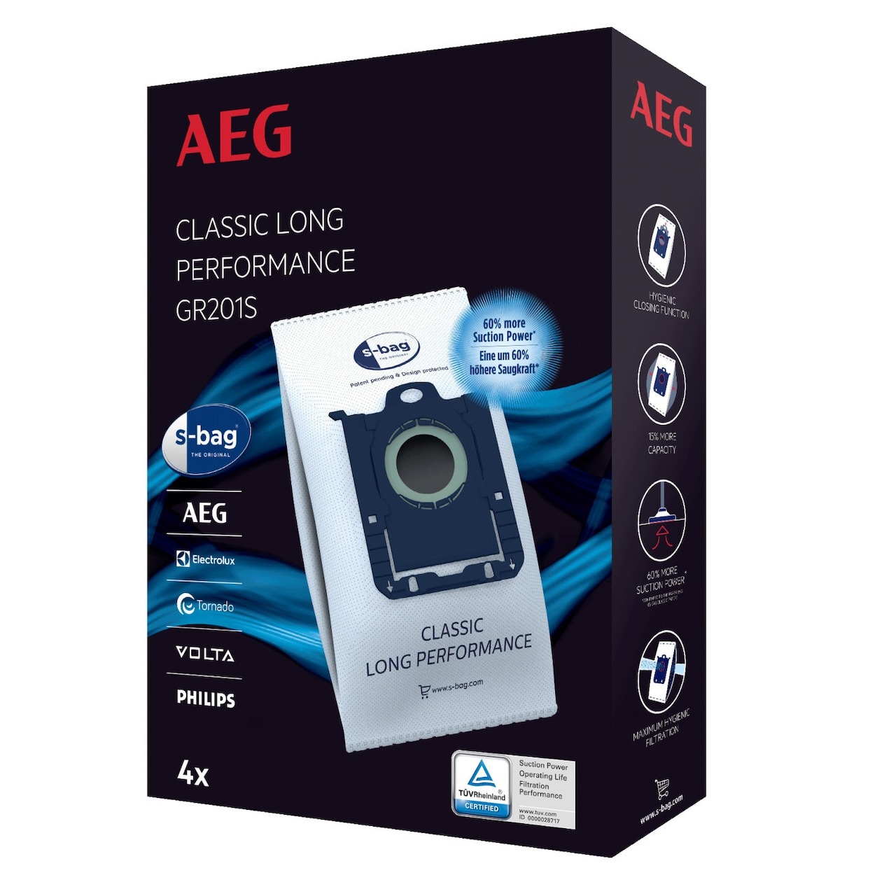 AEG GR201S S-bag long performance 4-bags Stofzak Blauw afbeelding