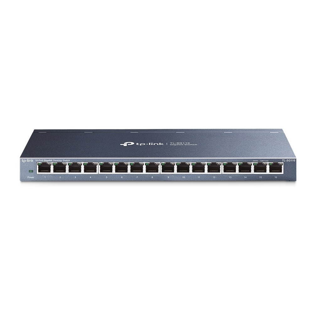 TP-Link TL-SG116 16-Port Gigabit Desktop Switch Switch Zwart afbeelding