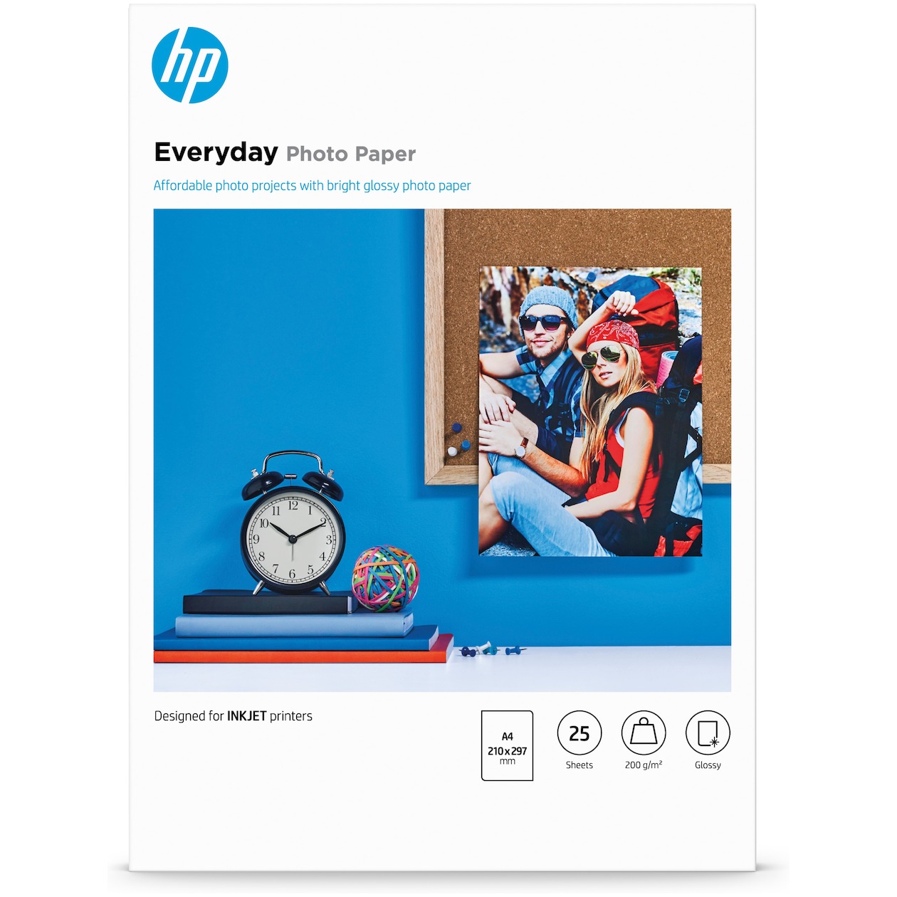 HP EVERY DAY PHOTOGLOSS A4PAPER 25S Zwart afbeelding