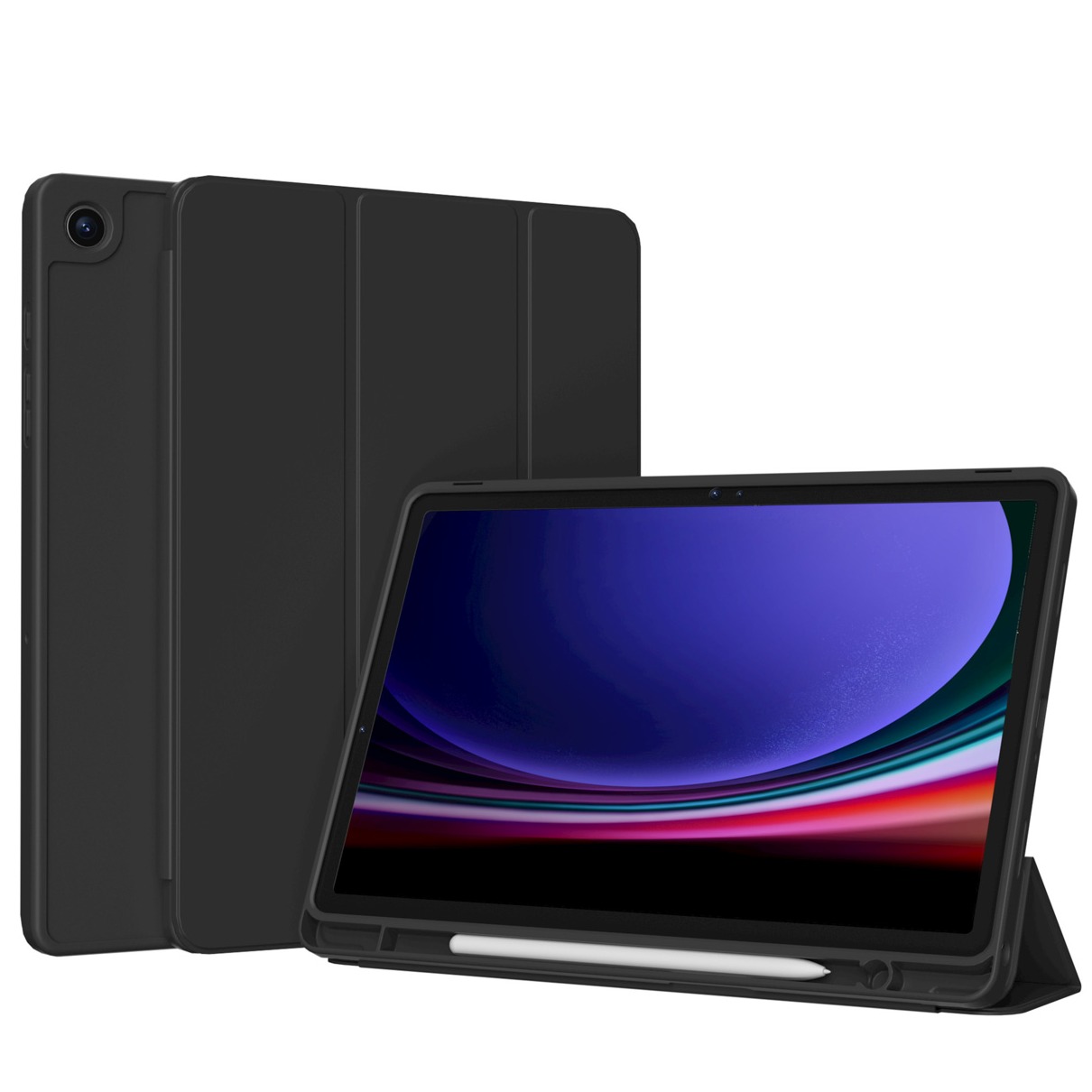 Accezz Smart Silicone Bookcase Samsung Galaxy Tab A9 Plus Tablethoesje Zwart afbeelding