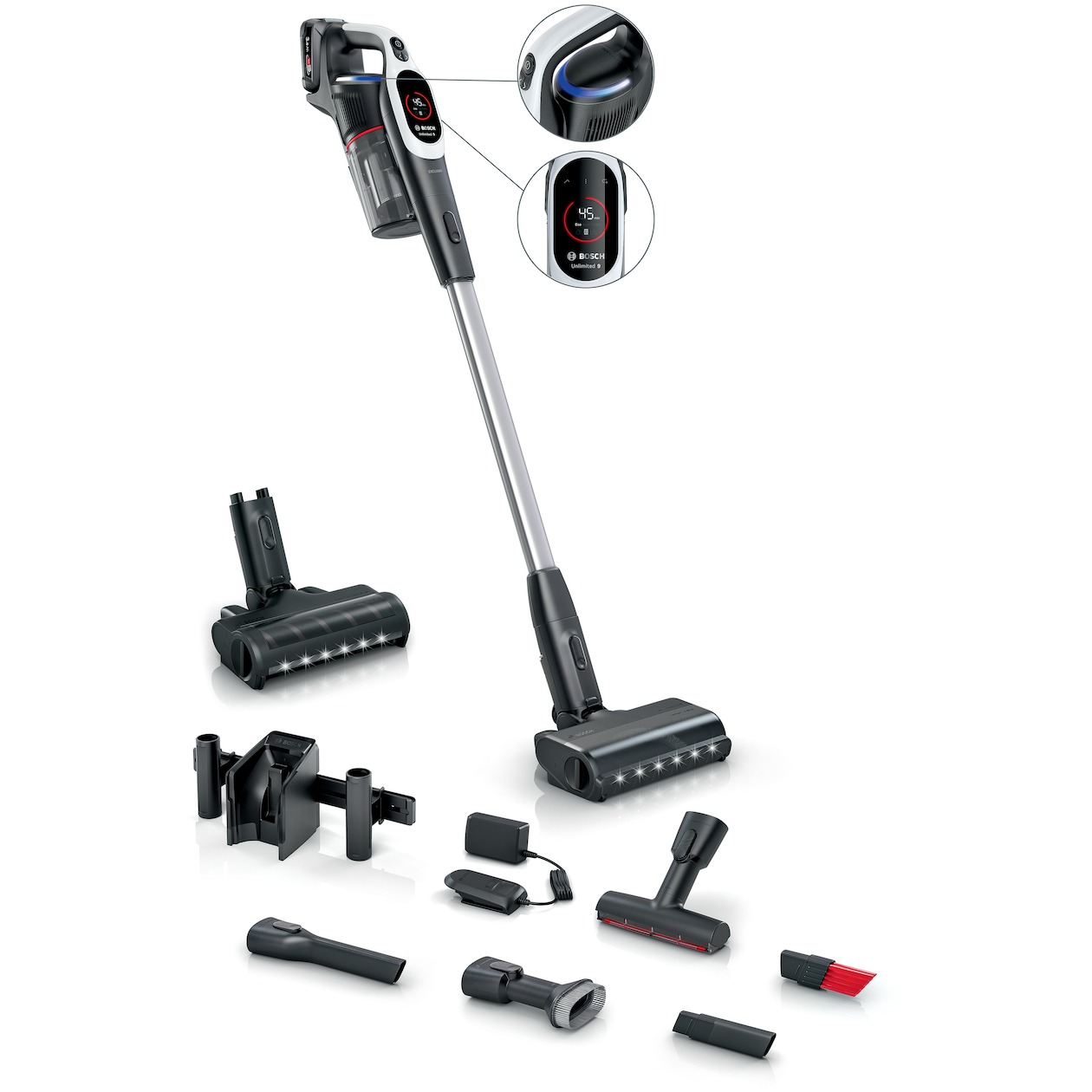 Bosch BXS931WQC Unlimited 9 Steelstofzuiger zonder zak Wit afbeelding