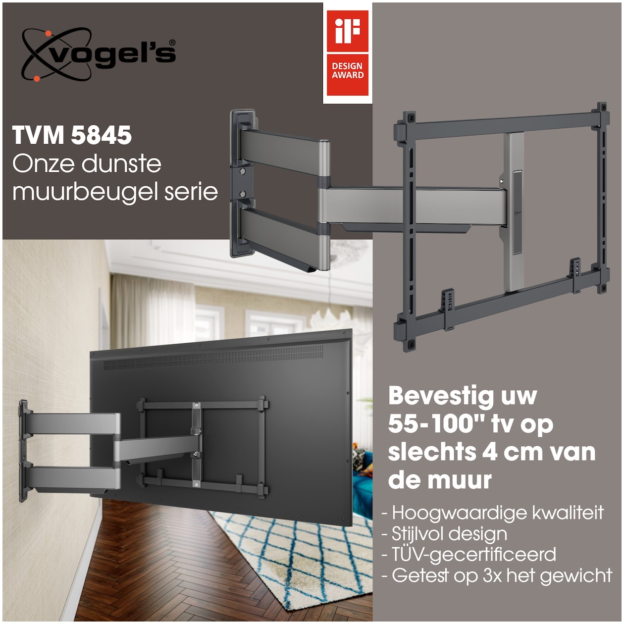 Vogels Vogel'S TVM 5845 TV beugel Zwart, foto 3