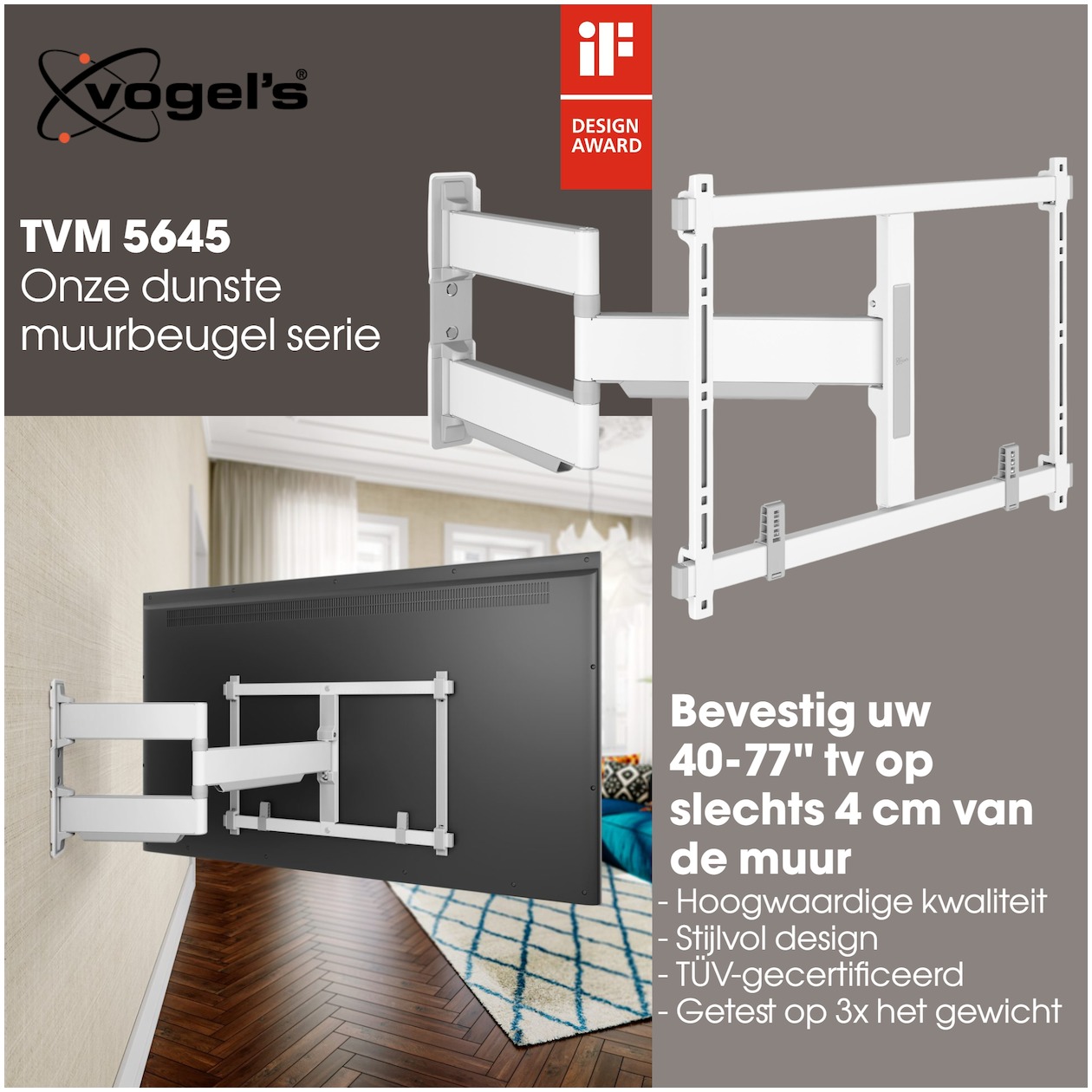Vogels Vogel'S TVM 5645 TV beugel Wit, foto 3