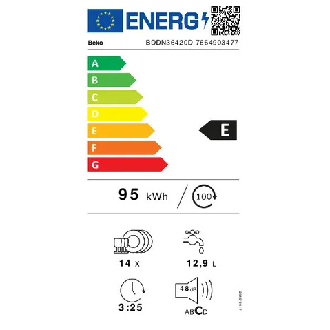 Beko BDDN36420D Onderbouw vaatwasser Zwart, foto 2