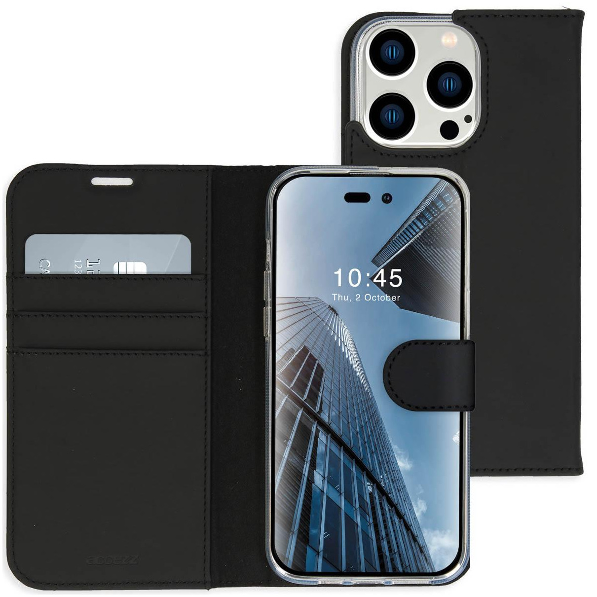 Accezz Wallet Case voor Apple iPhone 14 Pro Telefoonhoesje Zwart afbeelding