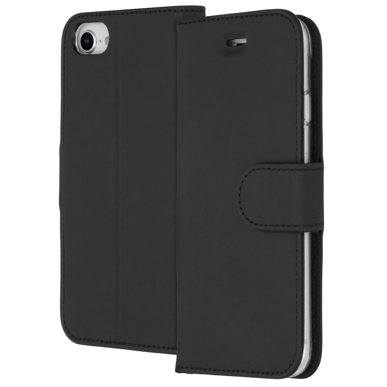 Accezz Wallet Case voor Apple iPhone SE (2022 / 2020) / 8 / 7 / 6(s) Telefoonhoesje Zwart afbeelding