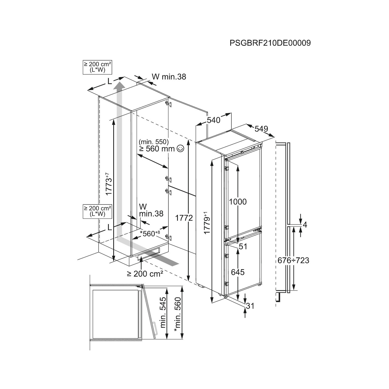 AEG OSC7C181DS Inbouw koel-vriescombinatie afbeelding