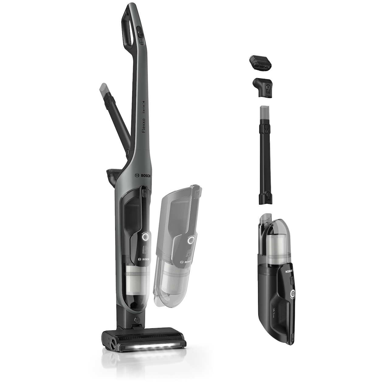 Bosch BHH4GN28 Steelstofzuiger zonder zak Grijs